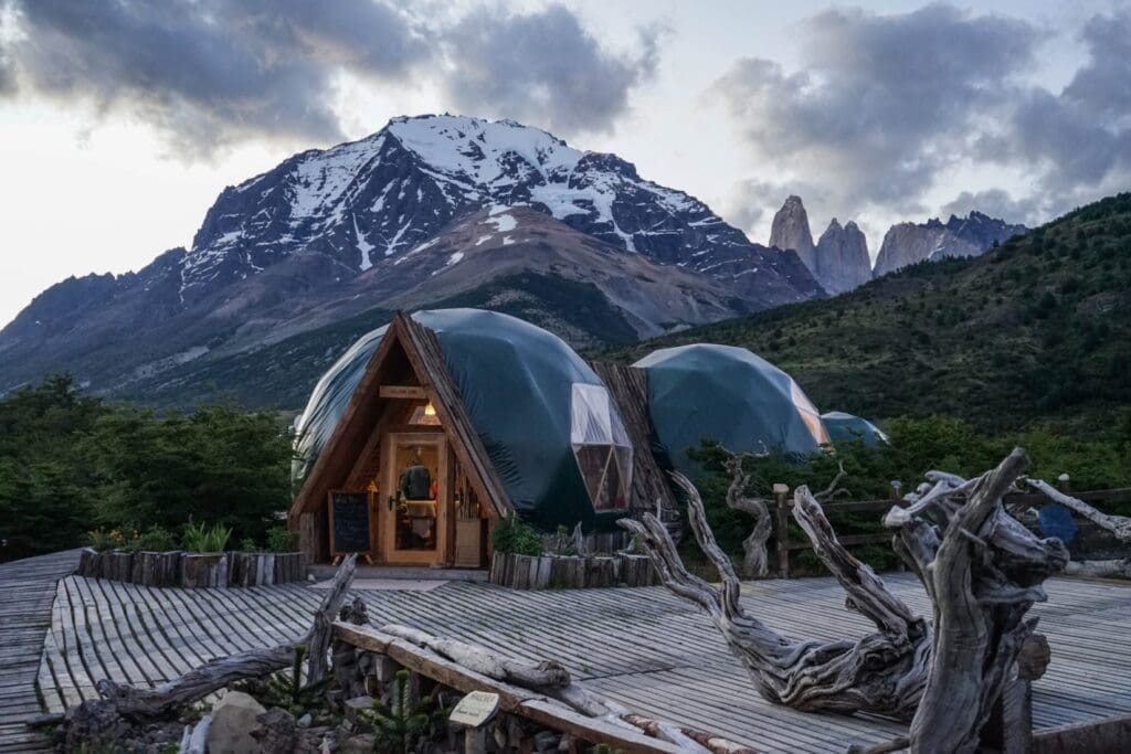 Ecocamp geodesic domes in Torres del Paine National Park, Chile